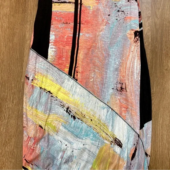 Rachel Roy Abstract Print Maxi Dress - Black and Multicolor Lined Size Medium - Picture 6 of 16